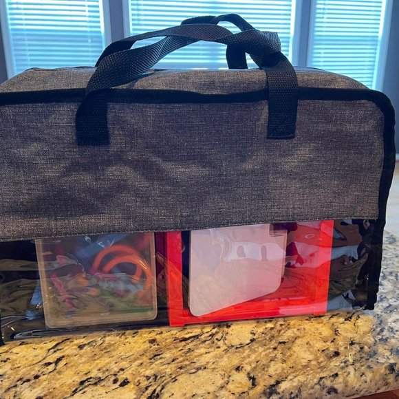 Crossbody Organizing Tote - charcoal and heavy PVC - Picture 10 of 15